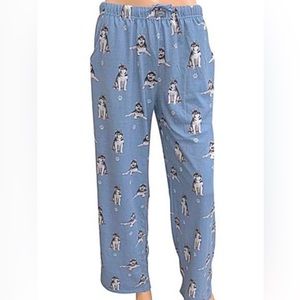 NWT Siberian Husky Unisex Lightweight Cotton Blend Pajama Bottoms- Medium